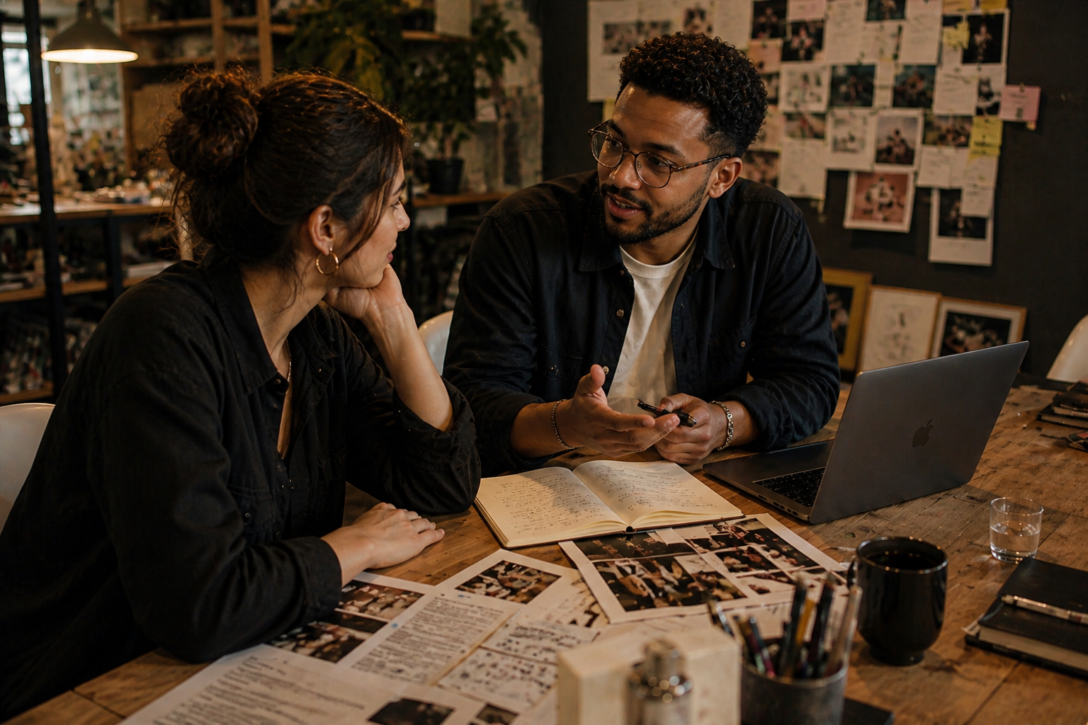 Person reviewing creative brief at a clean desk
